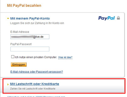 Über Paypal mit Kreditkarte zahlen 